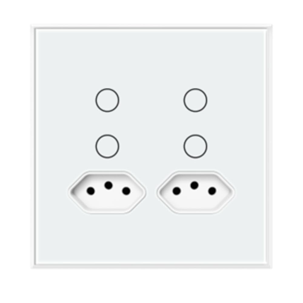 Interruptor Inteligente Steck 4x4 Touch 2 Teclas + 2 Tomadas 20A