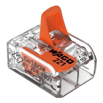 Conector Wago 2 entradas 0,8 a 4mm (C/ 10 pcs) -221412