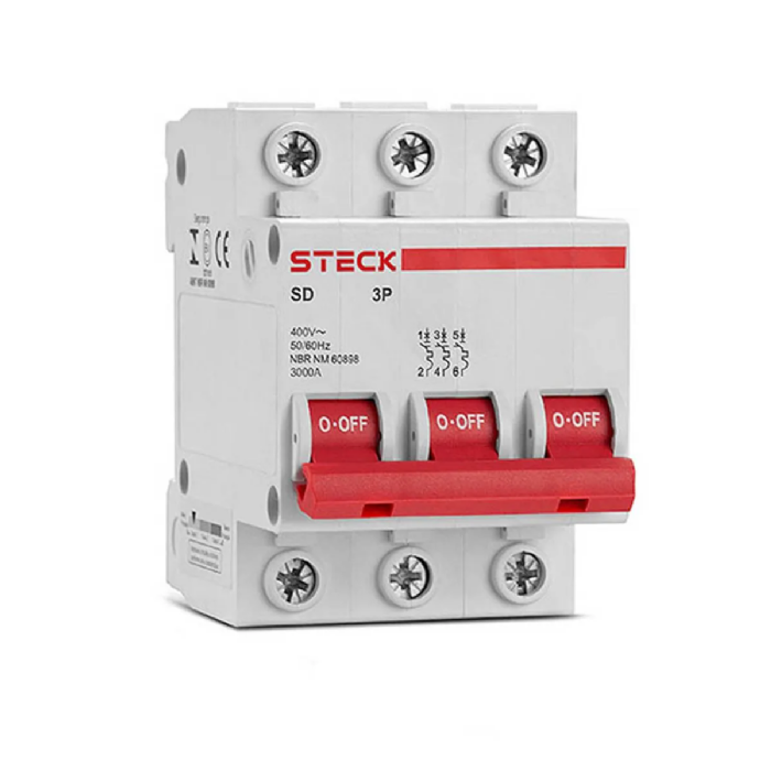 Disjuntor Din Steck Tripolar 4A classe C - SDD63C04