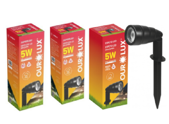 kit 3 espetos 5W 3000k branco quente IP65