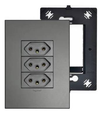 Conjunto 4x2 3 tomadas Arteor 10A Magnesium