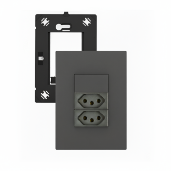 Conjunto 4x2 1 Interruptores Simples e 2 Tomadas 10A Arteor Magnesium