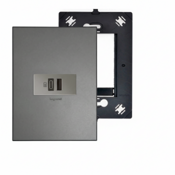 Conjunto 4x2 Arteor 1 modulo USB A+C Magnesium