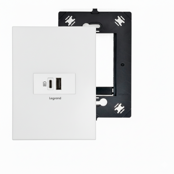 Conjunto 4x2 Arteor 1 modulo USB A+C Branco