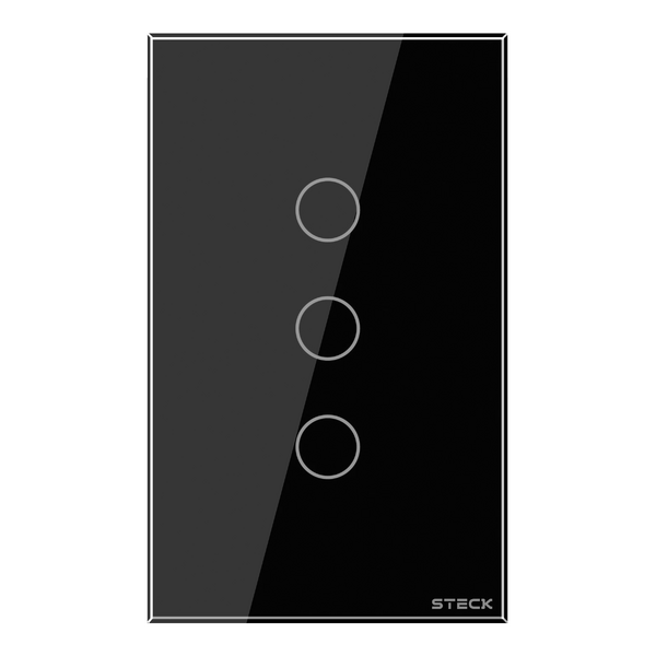 Interruptor Inteligente 4x2 Touch Steck Preto 3 Teclas Wi-Fi -SINT3P1