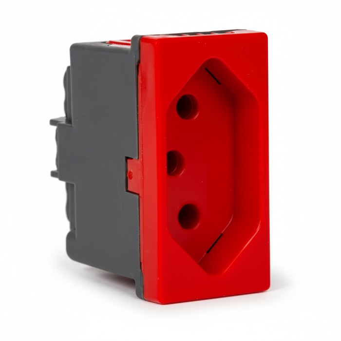 Módulo Tomada Pial Plus+ 2Polos+Terra borne automático 10A Vermelho - 615039VM