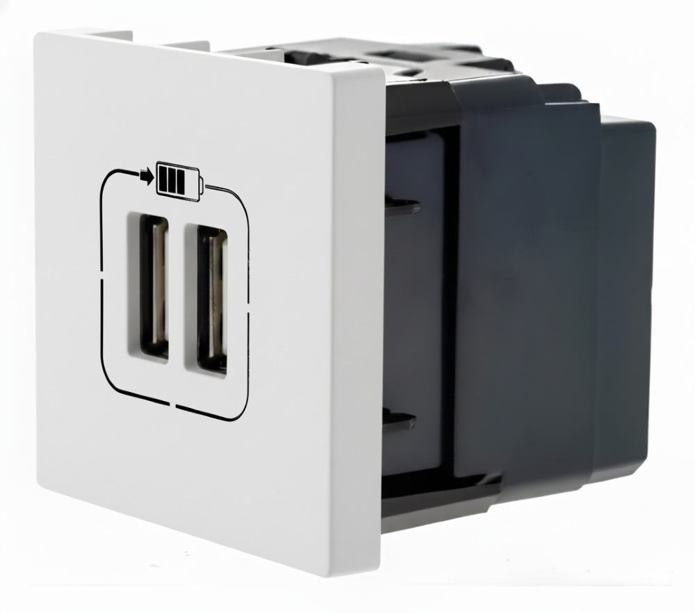 Módulo Tomada com 2 USB Pial Plus+ 2400mA 2 módulos Branco - 615089BC