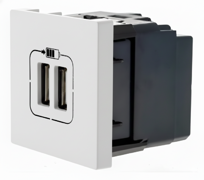 Módulo Tomada com 2 USB Pial Plus+ 2400mA 2 módulos Branco - 615089BC
