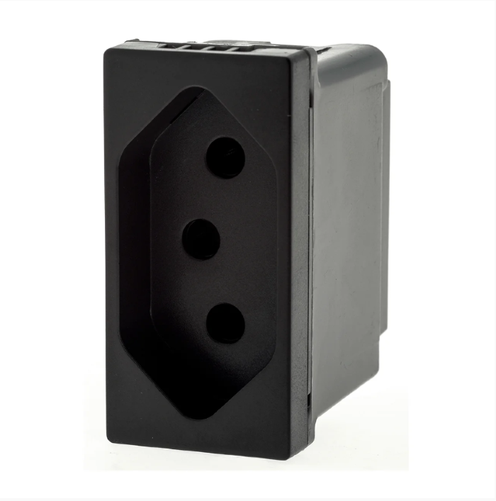Módulo Tomada Pial Plus+ 2Polos+Terra 10A Borne Auto Preto - 615038pt