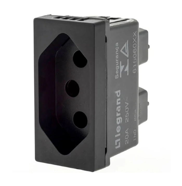Módulo Tomada Pial Plus+ 2Polos+Terra 20A Preto- 615060PT