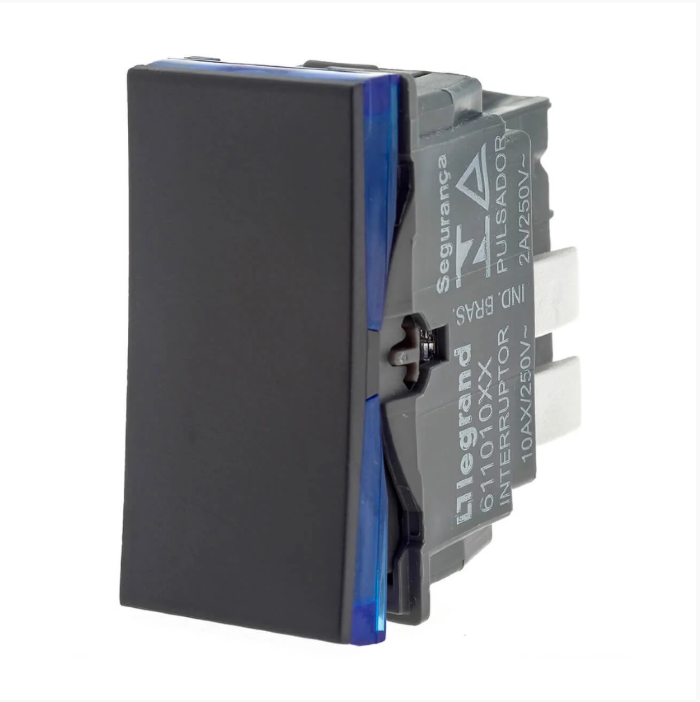 Módulo Interruptor Simples Borne Auto Pial Plus+ Preto- 611010PT
