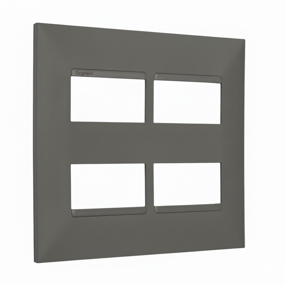 Placa Pial Plus+ 4x4 2+2 Módulos separados Cinza - 618514CZ
