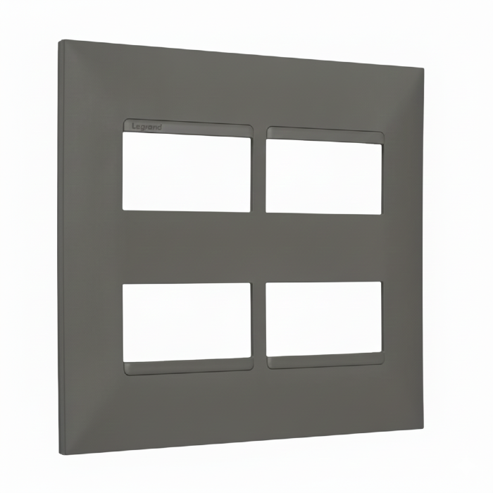 Placa Pial Plus+ 4x4 2+2 Módulos separados Cinza - 618514CZ