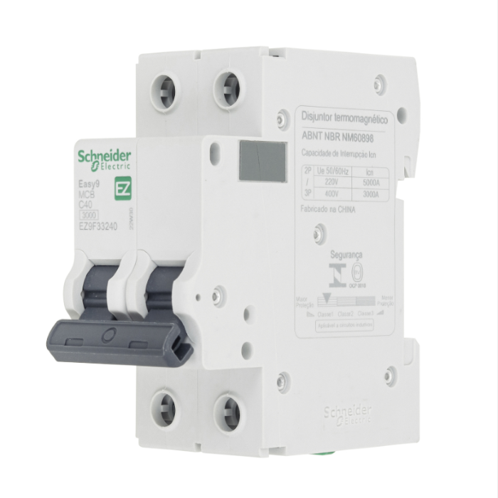 Disjuntor Din Schneider Bipolar Easy9 40A classe C - EZ9F33240