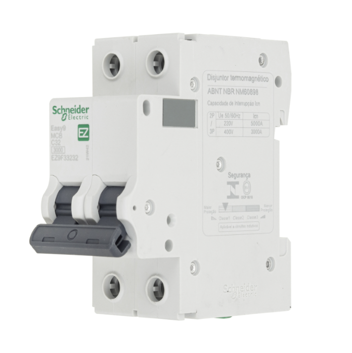 Disjuntor Din Schneider Bipolar Easy9 32A classe C - EZ9F33232