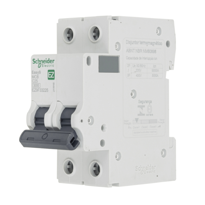 Disjuntor Din Schneider Bipolar Easy9 25A classe C - EZ9F33225