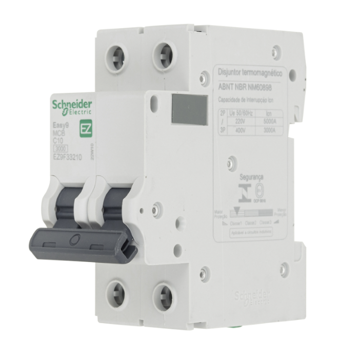 Disjuntor Din Schneider Bipolar Easy9 10A classe C - EZ9F33210