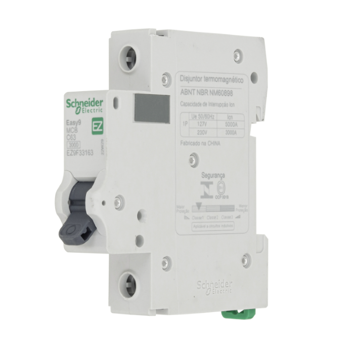 Disjuntor Din Schneider Unipolar Easy9 63A classe C - EZ9F33163