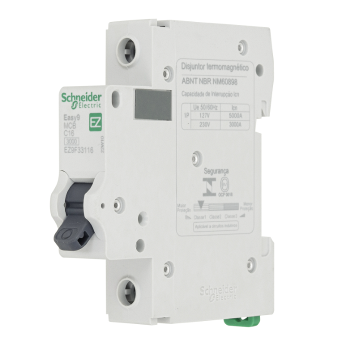 Disjuntor Din Schneider Unipolar Easy9 16A classe C - EZ9F33116