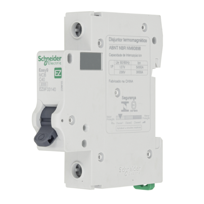 Disjuntor Din Schneider Unipolar Easy9 40A classe C - EZ9F33140