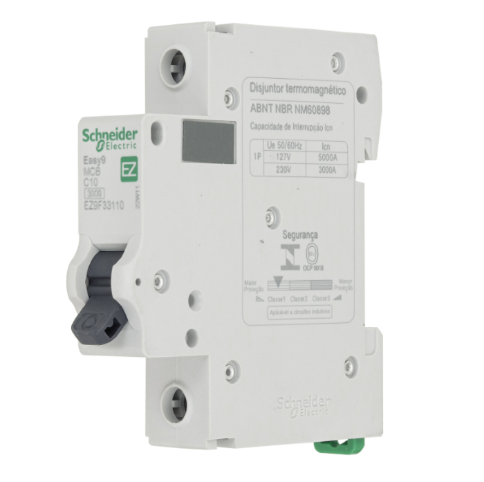 Disjuntor Din Schneider Unipolar Easy9 10A classe C - EZ9F33110