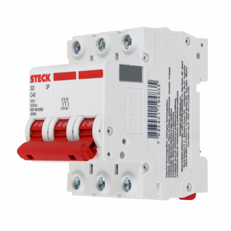 Disjuntor Din Steck Tripolar 40A classe C - SDD63C40