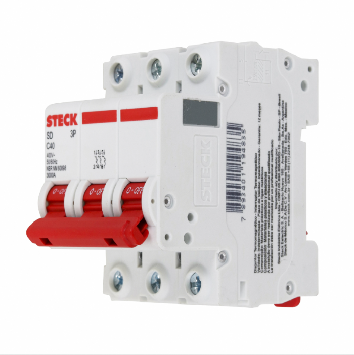 Disjuntor Din Steck Tripolar 40A classe C - SDD63C40