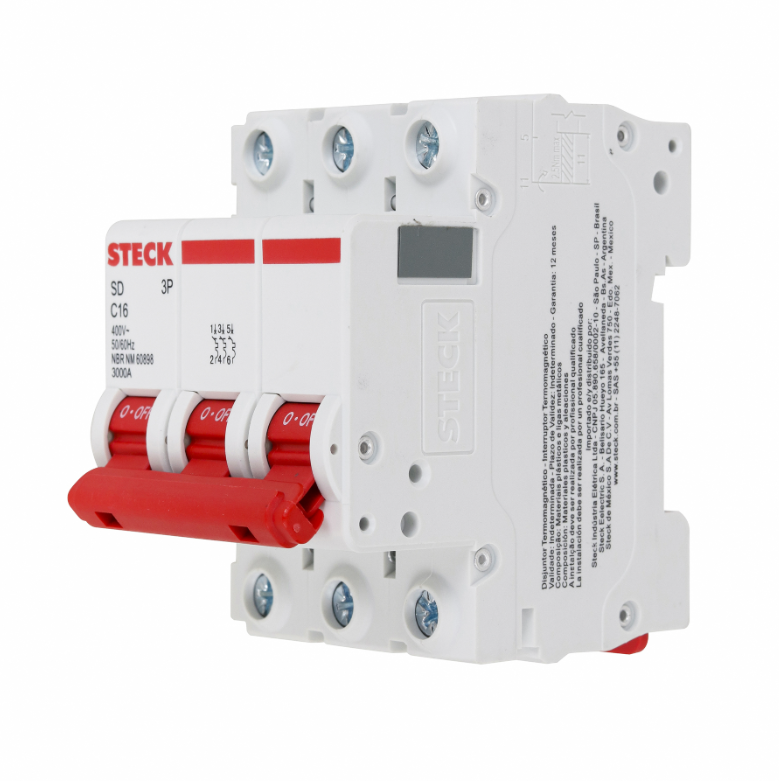 Disjuntor Din Steck Tripolar 16A classe C - SDD63C16