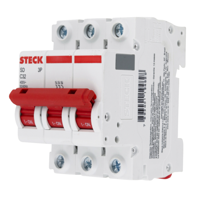 Disjuntor Din Steck Tripolar 32A classe C - SDD63C32