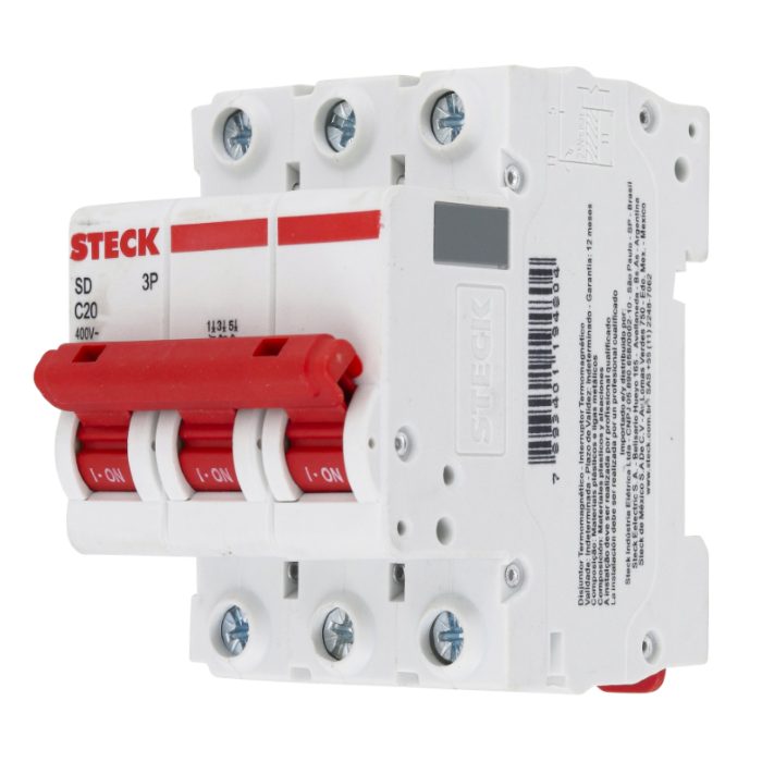 Disjuntor Din Steck Tripolar 20A classe C - SDD63C20