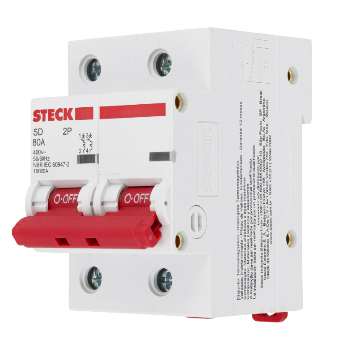 Disjuntor Din Steck bipolar 80A classe C - SDD2C80