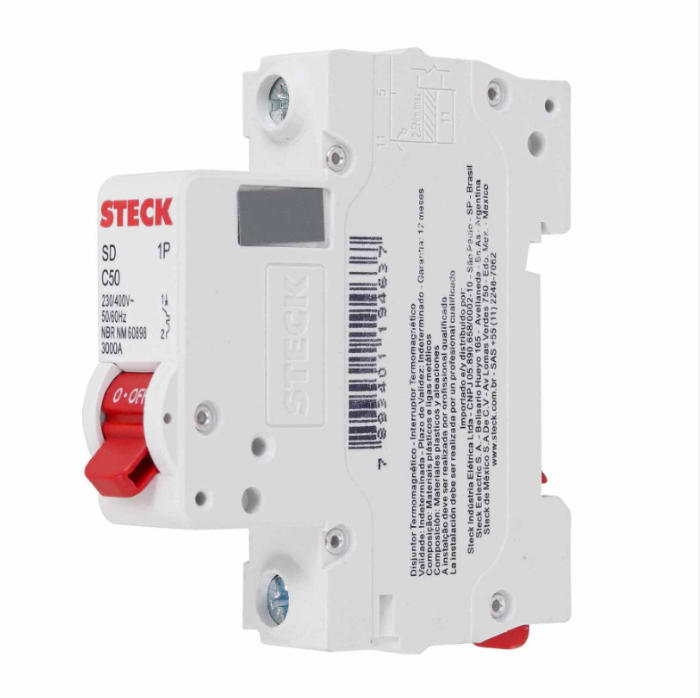 Disjuntor Din Steck Unipolar 50A classe C - SDD61C50