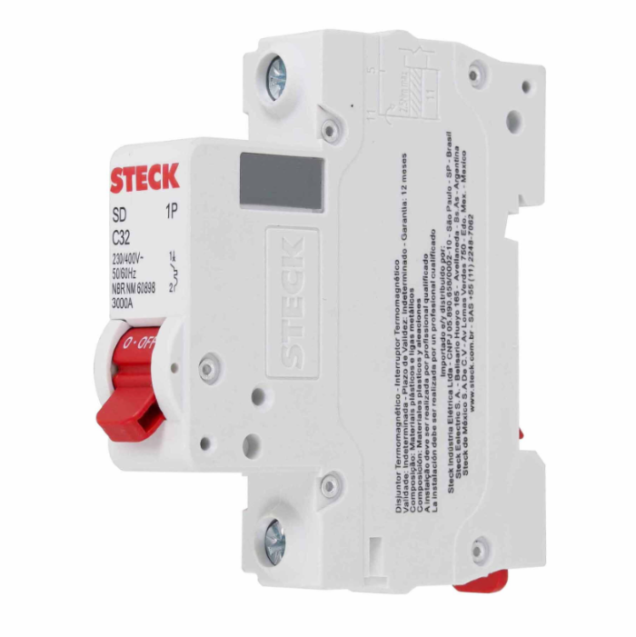 Disjuntor Din Steck Unipolar 32A classe C - SDD61C32