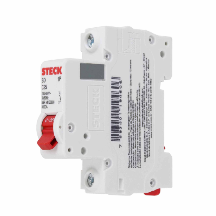 Disjuntor Din Steck Unipolar 25A classe C - SDD61C25