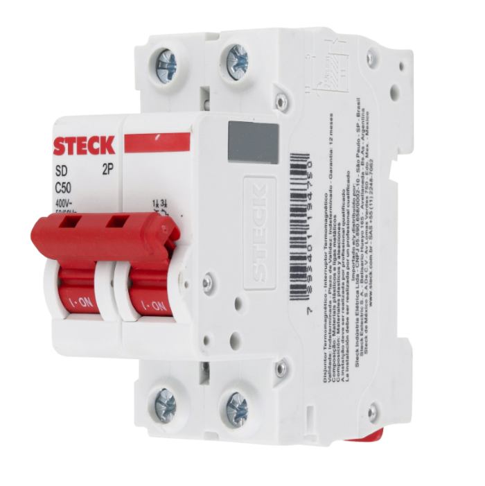 Disjuntor Din Steck bipolar 50A classe C - SDD62C50