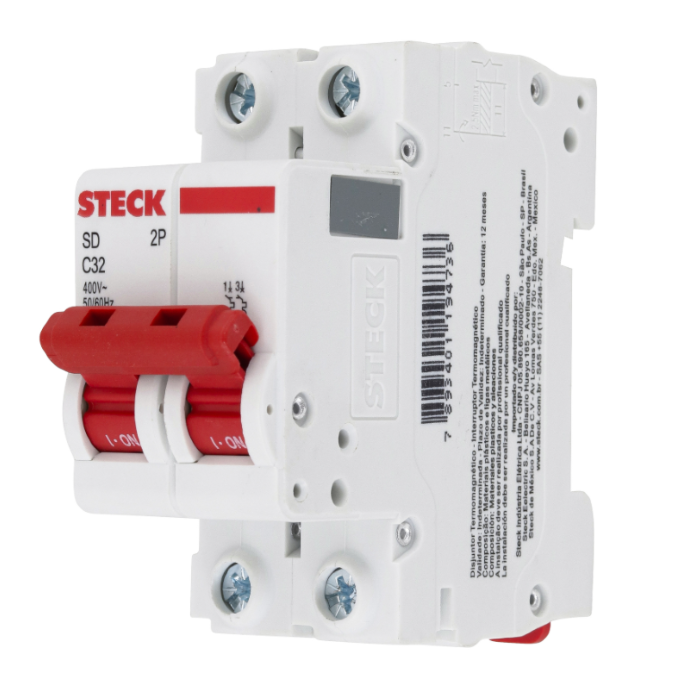 Disjuntor Din Steck bipolar 32A classe C - SDD62C32
