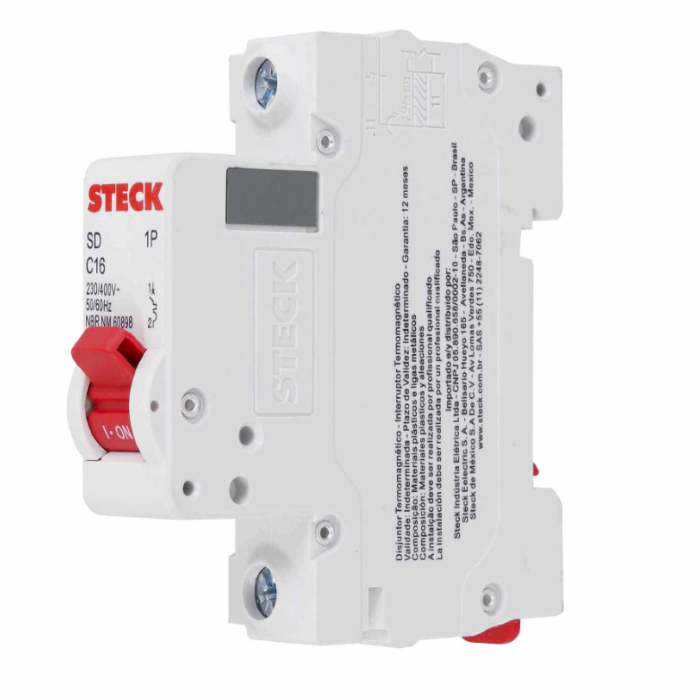 Disjuntor Din Steck unipolar 16A classe C - SDD61C16