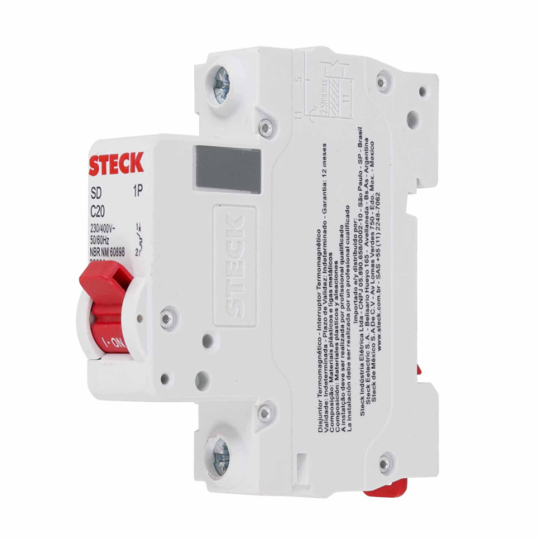 Disjuntor Din Steck unipolar 20A classe C -SDD61C20