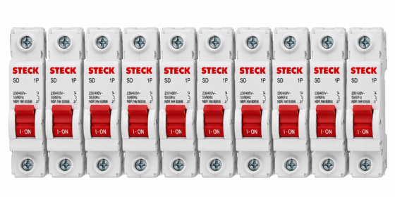 Kit 10 Disjuntor Din Steck unipolar 16A classe C - SDD61C16
