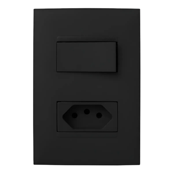 Conjunto Interruptor Simples + Tomada 20A Pialplus+ Preto