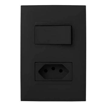 Conjunto Interruptor Simples + Tomada 20A Pialplus+ Preto
