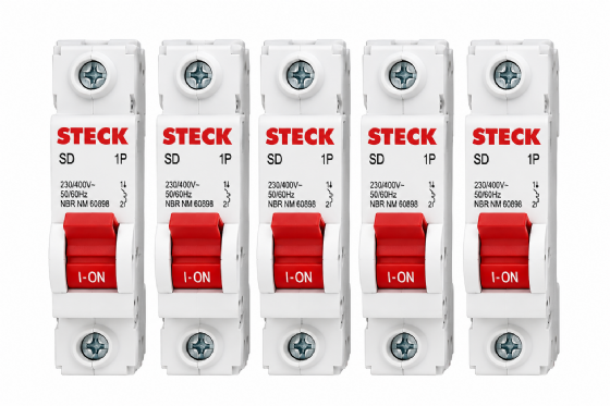 Kit 5 Disjuntor Din Steck Unipolar 10A classe C - SDD61C10