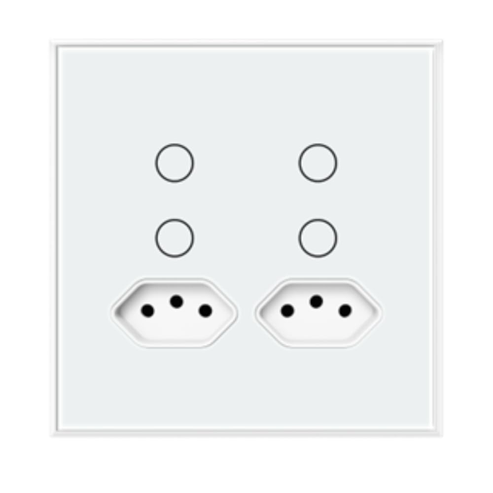 Interruptor Inteligente Steck 4x4 Touch 2 Teclas + 2 Tomadas 20A