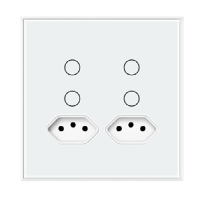 Interruptor Inteligente 4X4 Touch Steck 4 Teclas + 2 Tom. 20a Branco Wi-Fi -SINT4P2B2