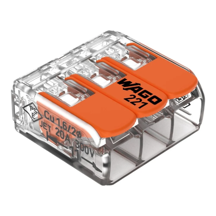 Conector Wago 3 entradas 0,8 a 4mm -221413