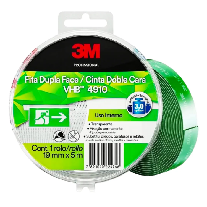Fita Dupla Face 3M VHB 19mm x 5m Transparente