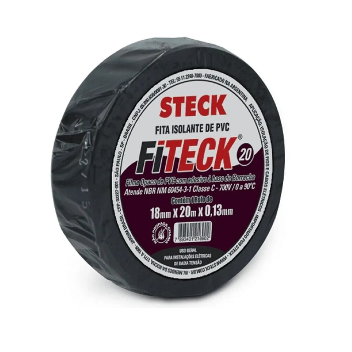 Fita Isolante STECK 18mm x 20m preta