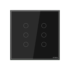 Interruptor Inteligente 4x4 Touch Steck 6 Teclas Preto Wi-Fi -SINT6P2