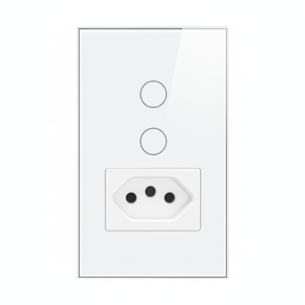 Interruptor Inteligente 4X2 Touch Steck 2 Teclas + Tom 20a Branco Wi-Fi -SINT2P1B1