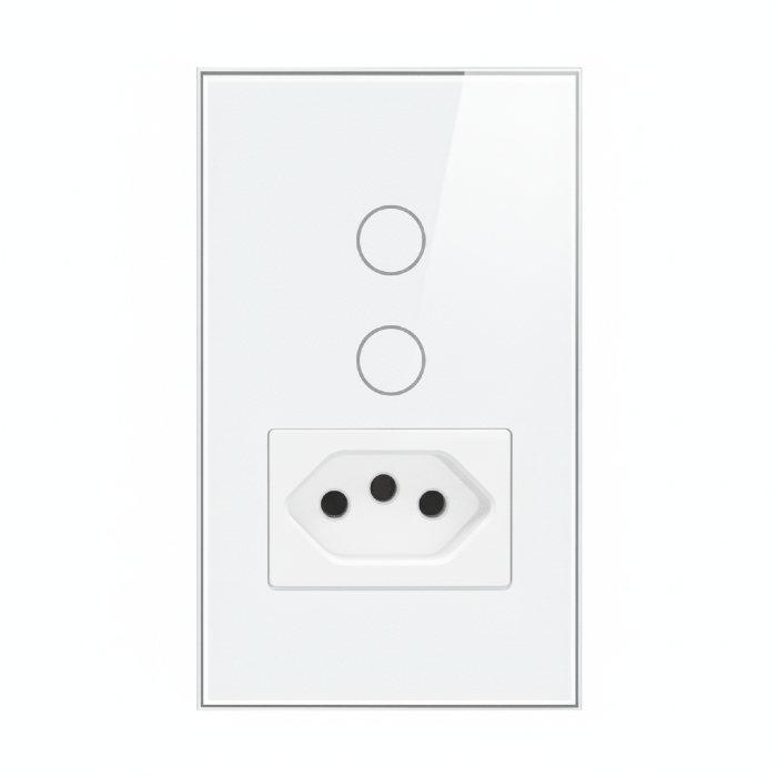 Interruptor Inteligente 4X2 Touch Steck 2 Teclas + Tom 20a Branco Wi-Fi -SINT2P1B1